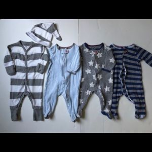 Baby Boy Sleepers 0-3 months 4 pc bundle